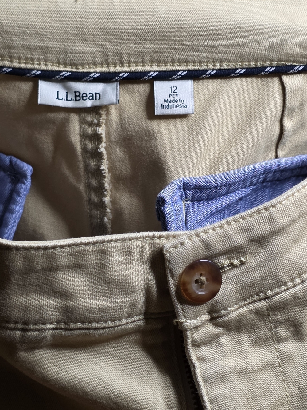L.L.Bean Khaki Pants with Blue Pocket Trim